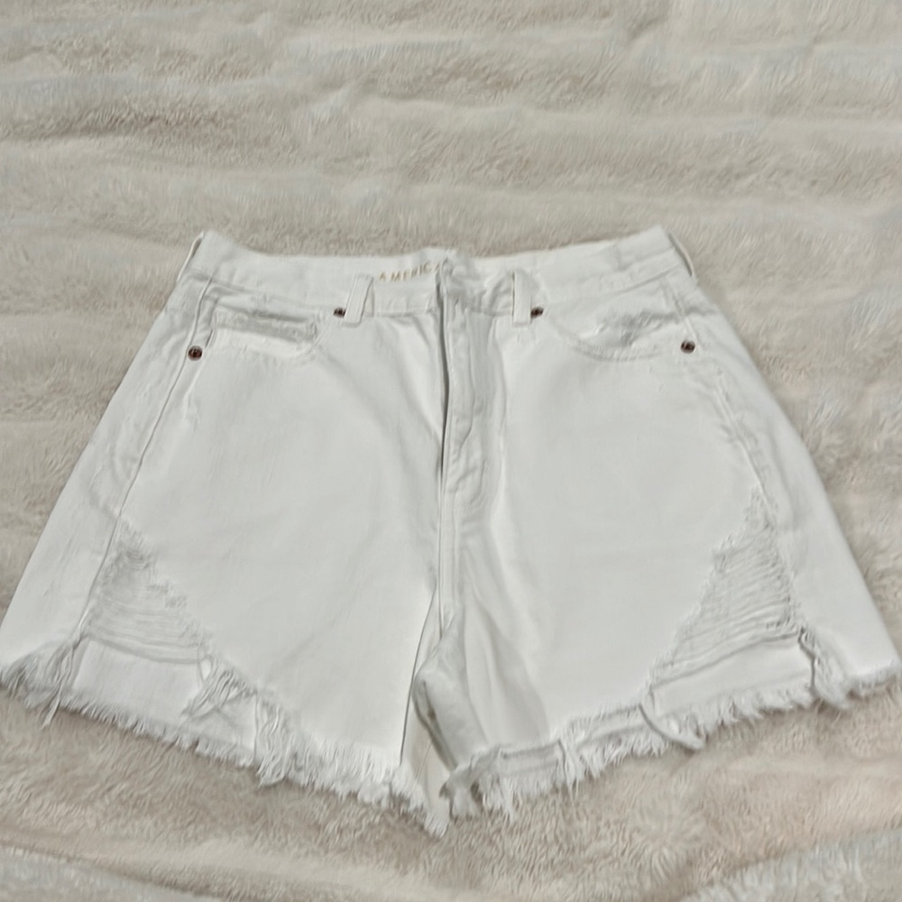 White Distressed Denim Shorts